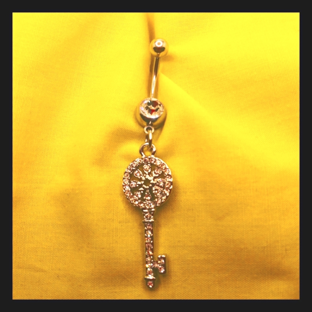 Skeleton Key Dangle Belly Ring